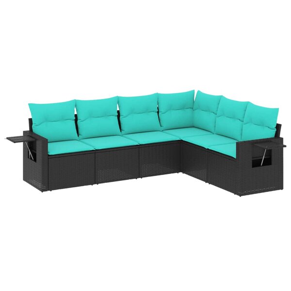 vidaXL Salon de jardin 6 Pièces avec coussins noir résine tressée
