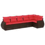 vidaXL Salon de jardin 6 Pièces avec coussins marron résine tressée