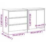 vidaXL Buffet avec tiroir 2 Pièces Noir 70 x 41 x 75 cm Bois d'ingénierie
