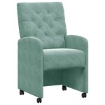 vidaXL Chaises de Salle à Manger avec Roues 2 pc Velours Vert marin