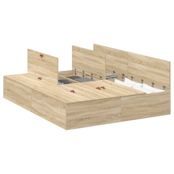 vidaXL Cadre de lit avec rangement Chêne Sonoma 140 x 190 cm