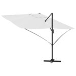 vidaXL Parasol Roma à Bras Déporté Beige et Noir 352 x 251 x 260 cm