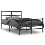 vidaXL Cadre de lit métal sans matelas avec pied de lit noir 120x190cm