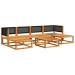 vidaXL Ensemble de canapés de jardin 7 pièces avec coussins en bois d'acacia et rotin