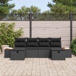 vidaXL Ensemble de canapé de jardin 6 Pièces Noir 55 x 62 x 69 cm