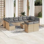 vidaXL Salon de jardin avec coussins 13 Pièces beige résine tressée