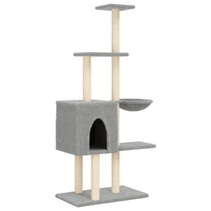 vidaXL Arbre à chat avec griffoirs en sisal Gris clair 145 cm