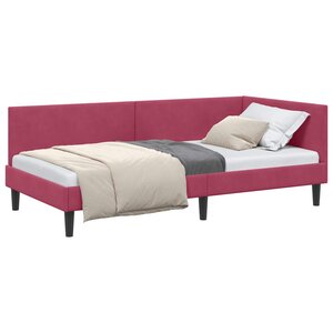 vidaXL Cadre de lit d'angle avec tête de lit Bordeaux 90 cm x 190 cm