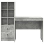 vidaXL Bureau avec rangement 2 Pièces Gris béton 90 x 50 x 76 cm