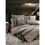 Parure de lit - housse de couette 220 x 240 + 2 taies d'oreiller 60 x 60 coton renforcé - Brun