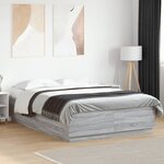 vidaXL Cadre de lit avec LED sans matelas sonoma gris 160x200 cm