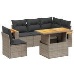 vidaXL Salon de jardin 6 Pièces avec coussins gris résine tressée