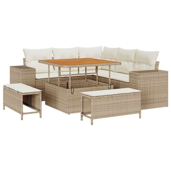 vidaXL Ensemble de canapé de jardin 8 Pièces Beige et crème polyrotin