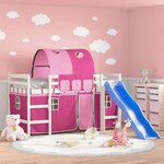 vidaXL Lit mezzanine enfants avec tunnel sans matelas rose 90x200 cm