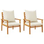 vidaXL Fauteuil de jardin lot de 2 avec coussin bois massif d'acacia