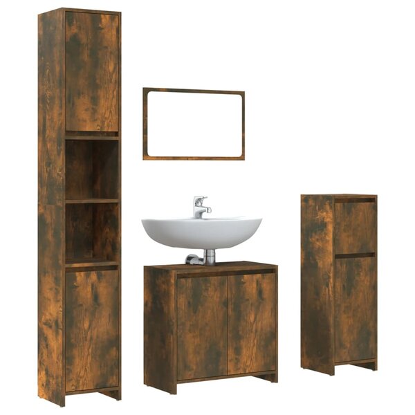 vidaXL Ensemble de meubles de salle de bain 4 Pièces Chêne fumé Bois