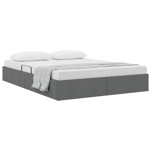 vidaXL Lit de Rangement avec tête de lit Gris foncé 135 x 190 cm tissu