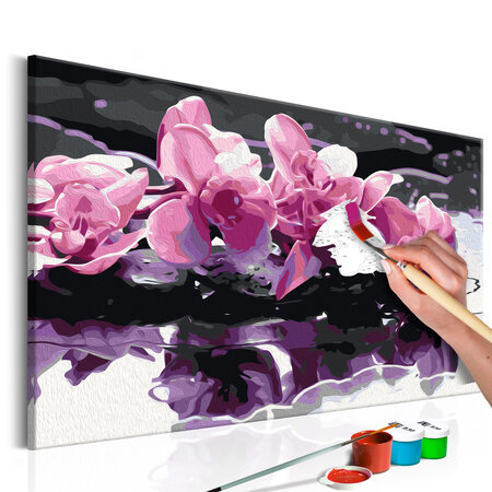 Tableau à peindre par soi-même - orchidée violette l x h en cm 60x40