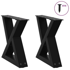 vidaXL Pieds de table basse 2 pièces Noir 30 x (30-31 3) cm Acier