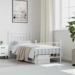 vidaXL Cadre de lit métal sans matelas avec pied de lit blanc 90x200cm