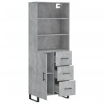 vidaXL Buffet haut Gris béton 69 5x34x180 cm Bois d'ingénierie