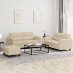 vidaXL Ensemble de canapés 3 Pièces avec coussins crème tissu microfibre