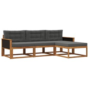 vidaXL Ensemble de canapés d'extérieur 4 Pièces Naturel et Anthracite