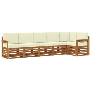 vidaXL Ensemble de canapé d'angle avec coussin 6 Pièces Naturel et Crème