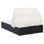 vidaXL Transat à 2 places avec coussin Résine tressée Noir