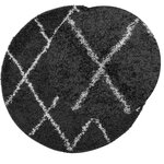vidaXL Tapis shaggy à poils longs moderne noir et crème Ø 120 cm