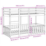 vidaXL Lit superposé 75x190 cm Bois de pin massif