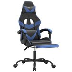 vidaXL Chaise de jeu avec repose-pied Noir et bleu Similicuir