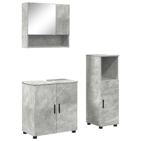 vidaXL Ensemble de mobilier de salle de bain 3 Pièces Gris béton