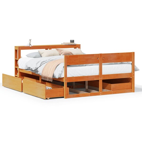 vidaXL Cadre de lit sans matelas cire marron 160x200cm bois pin massif