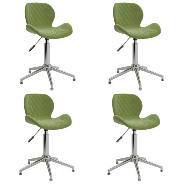 vidaXL Chaises pivotantes à manger lot de 4 vert clair velours