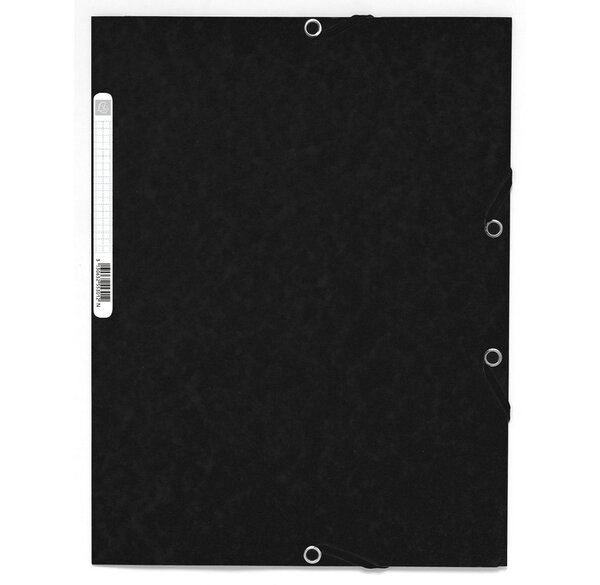 Chemise à élastiques 3 rabats carte lustrée 355g/m2 - Noir EXACOMPTA