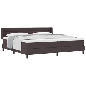vidaXL Lit à ressorts avec tête de lit Marron foncé 200 x 200 cm tissu