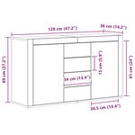 vidaXL Buffet Chêne fumé 120 x 36 x 69 cm Bois d'ingénierie