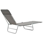 vidaXL Chaises longues pliables 2 Pièces Acier et tissu Gris