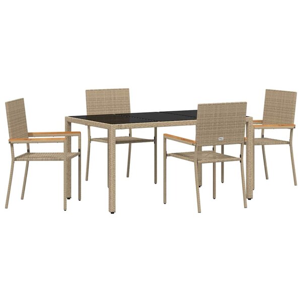 vidaXL Ensemble de salle à manger pour jardin 5 Pièces Beige