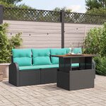 vidaXL Ensemble de canapé de jardin 5 Pièces Noir Poly rotin