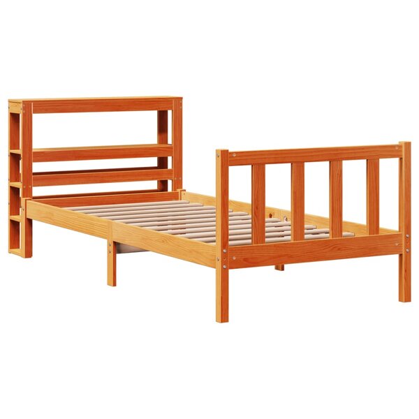 vidaXL Cadre de lit avec tête de lit cire marron 90x190 cm bois de pin