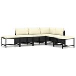 Salon de jardin meuble d'extérieur ensemble de mobilier 6 pièces avec coussins résine tressée noir 02_0016908