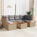 vidaXL Ensemble de canapé de jardin 6 Pièces Beige Poly rotin