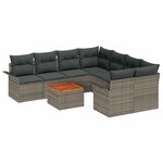 vidaXL Ensemble de canapé de jardin 9 Pièces Gris Poly rotin