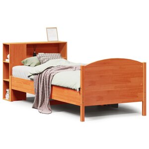 vidaXL Lit bibliothèque sans matelas cire marron 100x200 cm pin massif