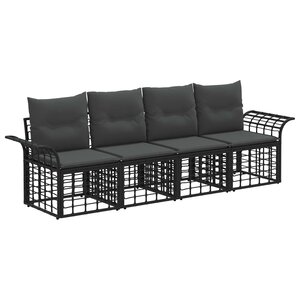vidaXL Ensemble de canapés d'extérieur 4 Pièces Noir et Gris foncé