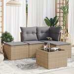 vidaXL Salon de jardin avec coussins 5 Pièces beige résine tressée