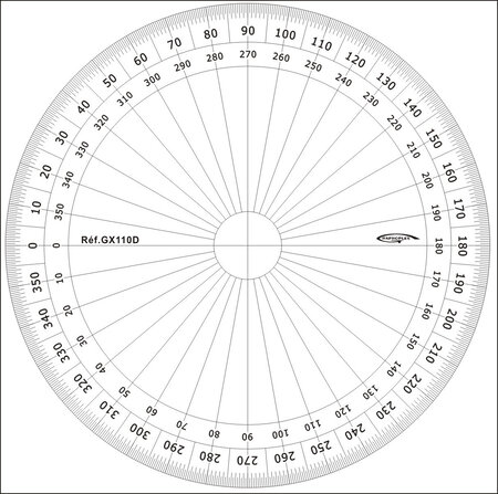 Rapporteur cercle entier degrés Ø 10 cm