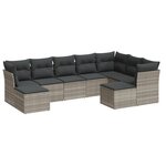 vidaXL Salon de jardin 9 Pièces avec coussins gris clair résine tressée